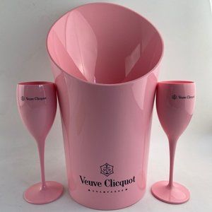 Veuve Clicquot Pink Champagne Bucket and Flutes